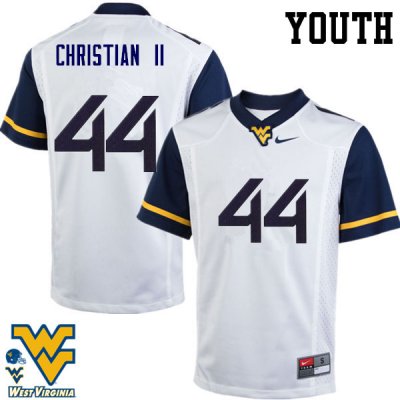 Youth West Virginia Mountaineers NCAA #44 Hodari Christian II White Authentic Nike Stitched College Football Jersey HE15A53UP